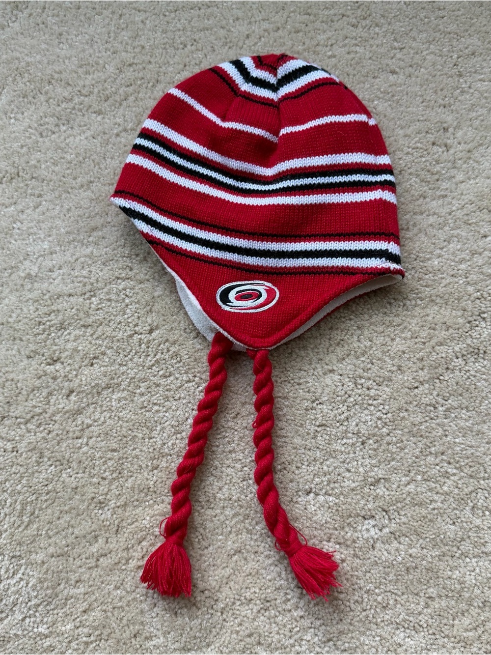 Reebok NHL Face Off Collection Youth Carolina Hurricanes Winter Hat w/ Tassels